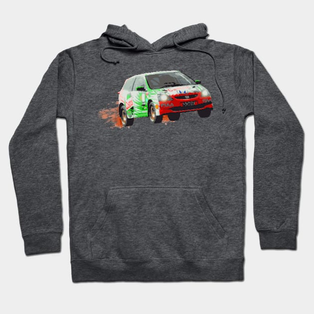 Classic 16 bit Rally Honda Hoodie by RodeoEmpire